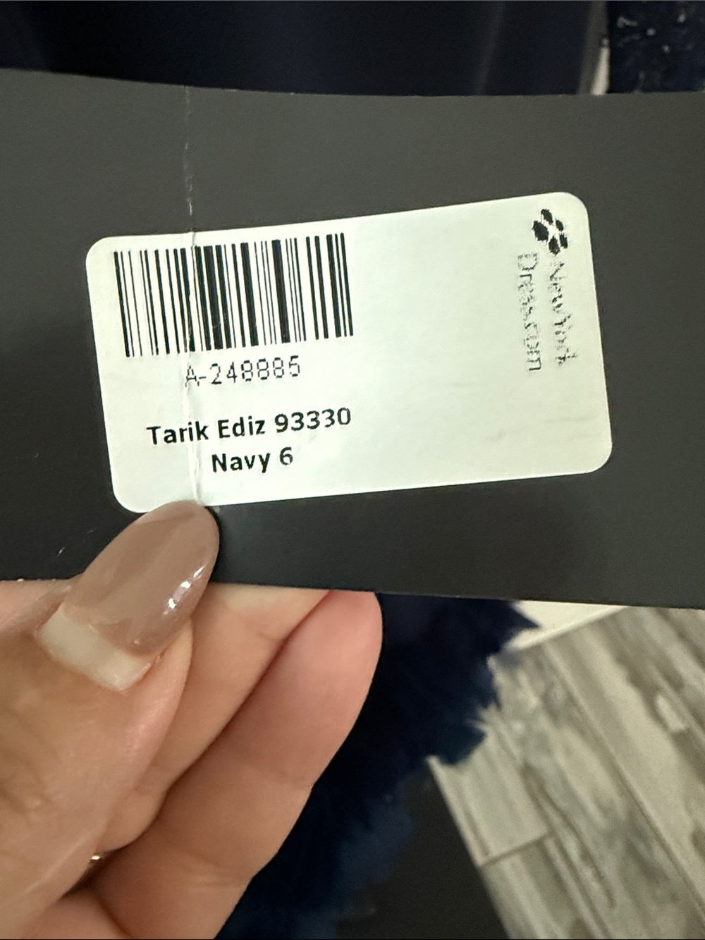 Tarik Ediz Navy Long Sleeve Evening Dress